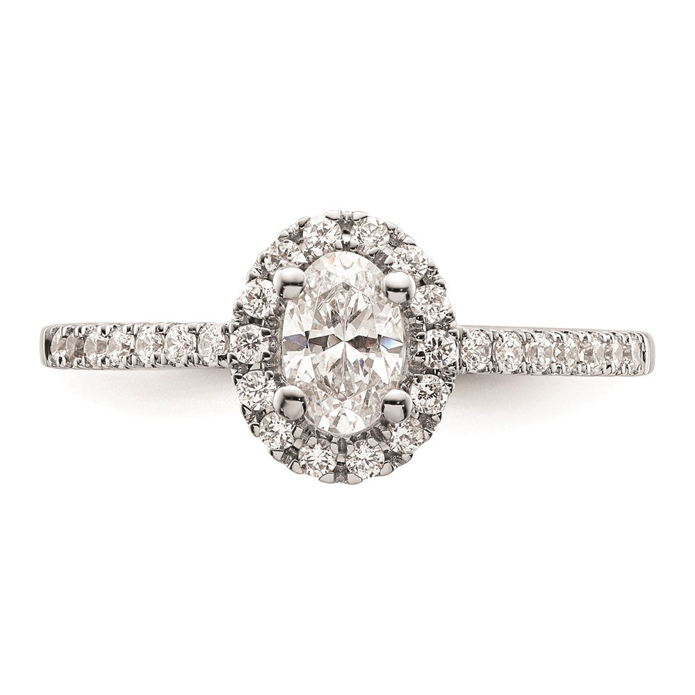 0.50ct. CZ Solid Real 14K White Gold Oval Oval Halo Engagement Ring