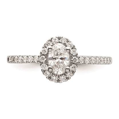 0.50ct. CZ Solid Real 14K White Gold Oval Oval Halo Engagement Ring