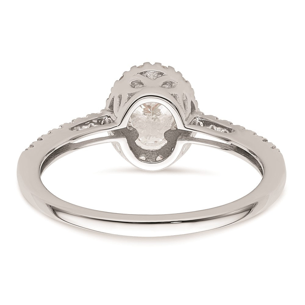 0.50ct. CZ Solid Real 14K White Gold Oval Oval Halo Engagement Ring