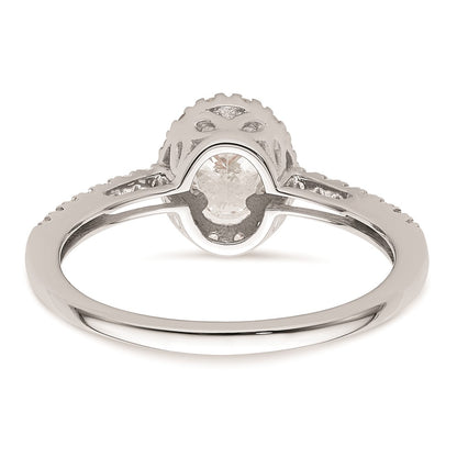 0.50ct. CZ Solid Real 14K White Gold Oval Oval Halo Engagement Ring