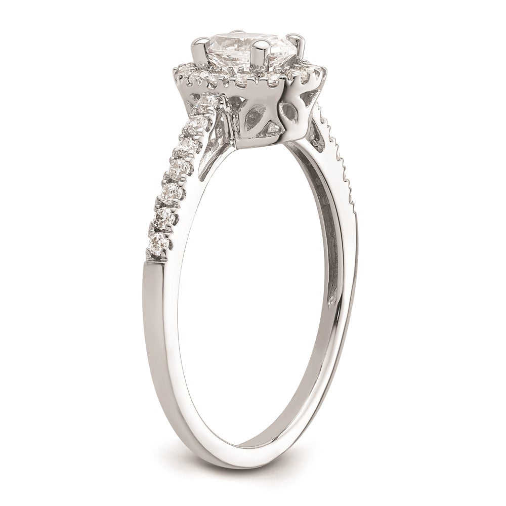 0.50ct. CZ Solid Real 14K White Gold Oval Oval Halo Engagement Ring