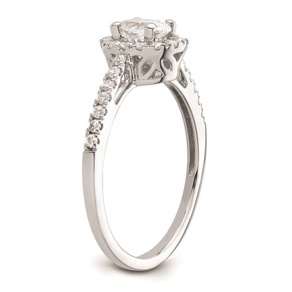 0.50ct. CZ Solid Real 14K White Gold Oval Oval Halo Engagement Ring