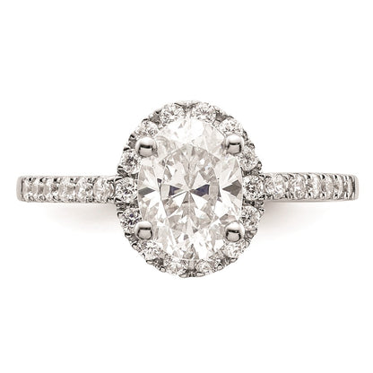 1.25ct. CZ Solid Real 14K White Gold Oval Oval Halo Engagement Ring