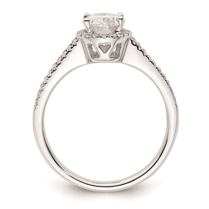 0.75ct. CZ Solid Real 14K White Gold Oval Oval Halo Engagement Ring