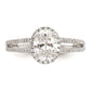 0.75ct. CZ Solid Real 14K White Gold Oval Oval Halo Engagement Ring
