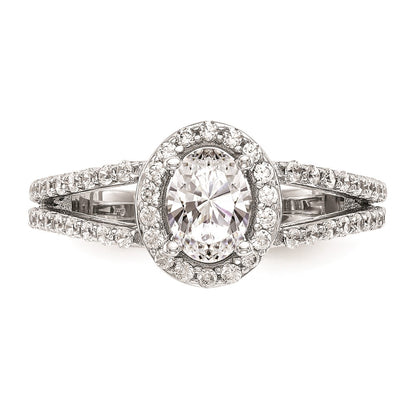 1.00ct. CZ Solid Real 14K White Gold Oval Oval Halo Engagement Ring