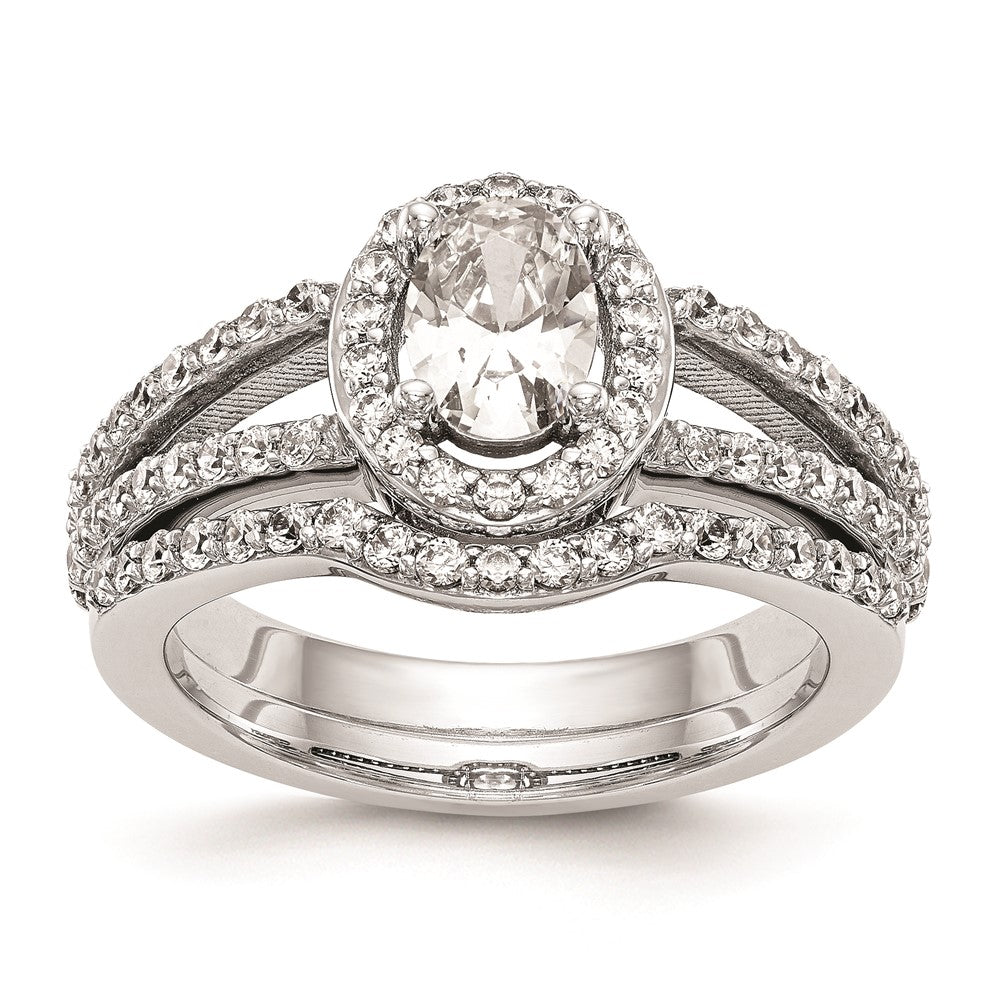 1.00ct. CZ Solid Real 14K White Gold Oval Oval Halo Engagement Ring