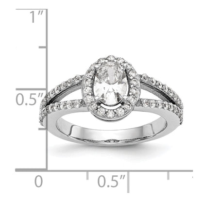 1.00ct. CZ Solid Real 14K White Gold Oval Oval Halo Engagement Ring