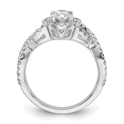 1.00ct. CZ Solid Real 14K White Gold Oval Oval Halo Engagement Ring