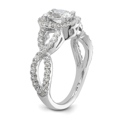 1.00ct. CZ Solid Real 14K White Gold Oval Oval Halo Engagement Ring