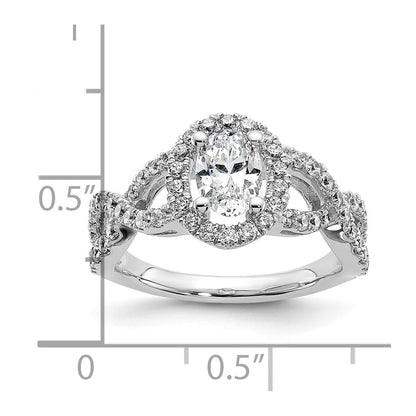 1.00ct. CZ Solid Real 14K White Gold Oval Oval Halo Engagement Ring