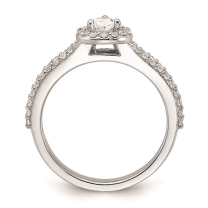 0.50ct. CZ Solid Real 14K White Gold Pear Pear Halo Engagement Ring