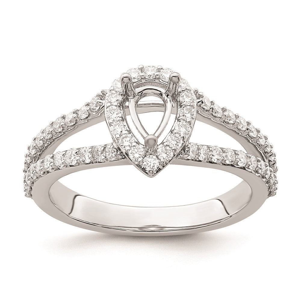 0.50ct. CZ Solid Real 14K White Gold Pear Pear Halo Engagement Ring