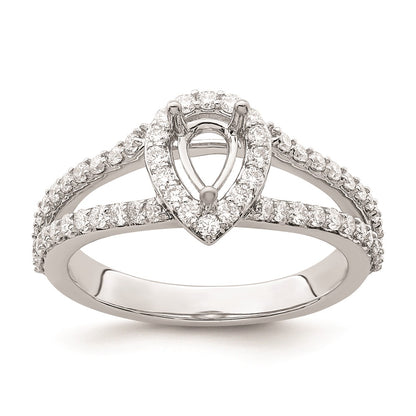 0.50ct. CZ Solid Real 14K White Gold Pear Pear Halo Engagement Ring