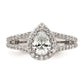 0.75ct. CZ Solid Real 14K White Gold Pear Pear Halo Engagement Ring
