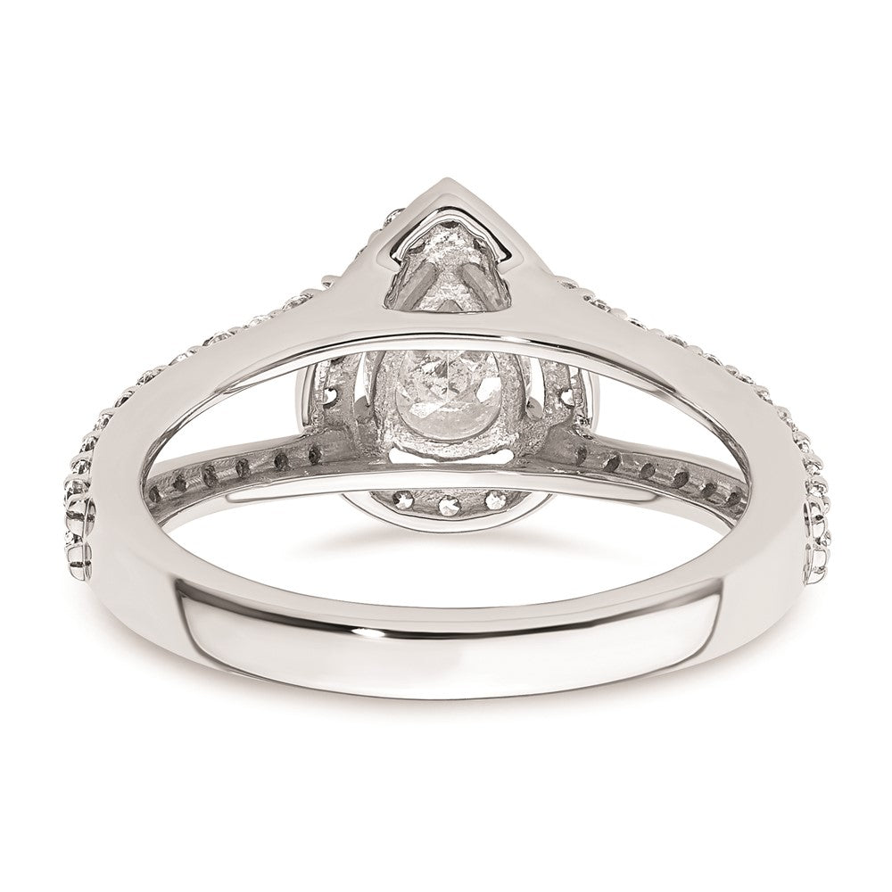 0.75ct. CZ Solid Real 14K White Gold Pear Pear Halo Engagement Ring