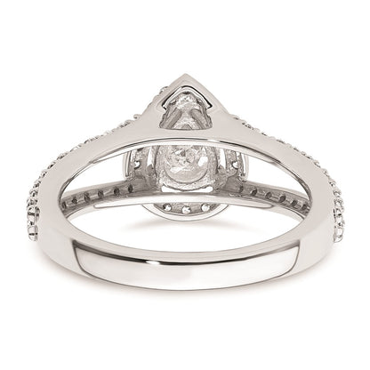 0.75ct. CZ Solid Real 14K White Gold Pear Pear Halo Engagement Ring