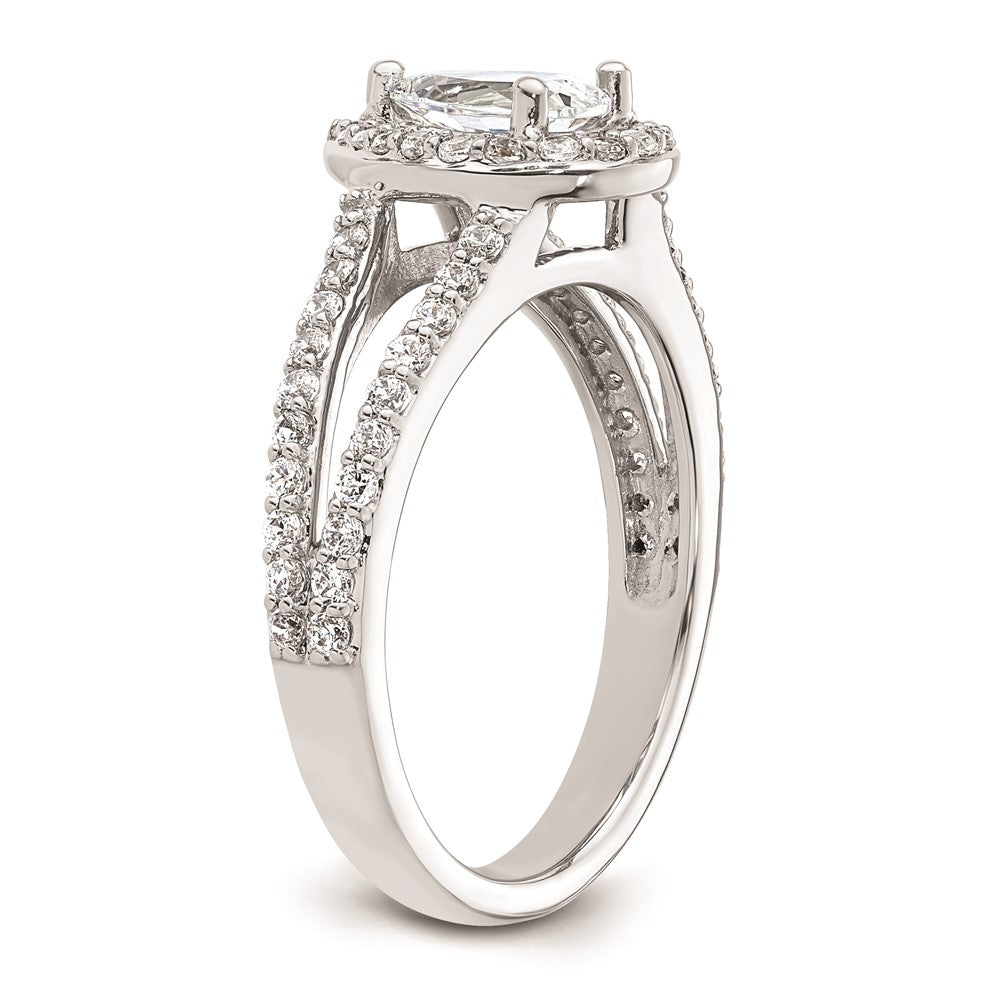 0.75ct. CZ Solid Real 14K White Gold Pear Pear Halo Engagement Ring