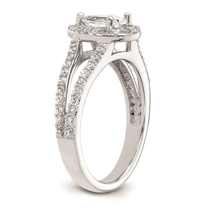 0.75ct. CZ Solid Real 14K White Gold Pear Pear Halo Engagement Ring