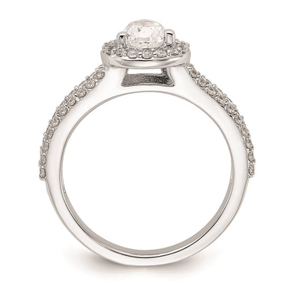 1.00ct. CZ Solid Real 14K White Gold Pear Pear Halo Engagement Ring