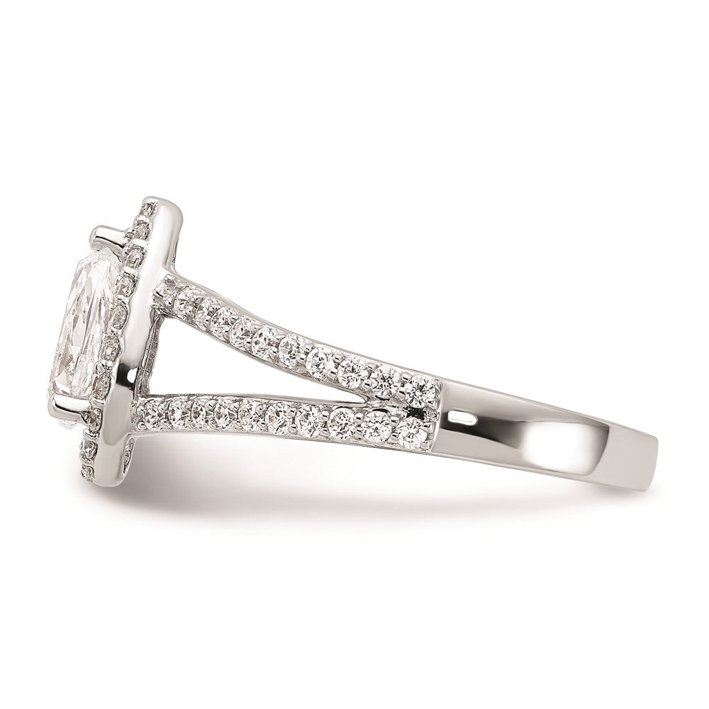 1.00ct. CZ Solid Real 14K White Gold Pear Pear Halo Engagement Ring