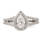1.00ct. CZ Solid Real 14K White Gold Pear Pear Halo Engagement Ring