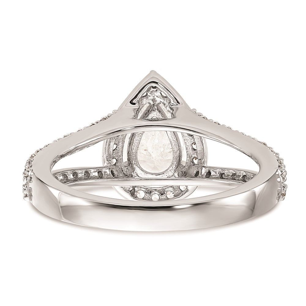 1.00ct. CZ Solid Real 14K White Gold Pear Pear Halo Engagement Ring