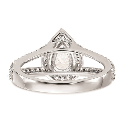 1.00ct. CZ Solid Real 14K White Gold Pear Pear Halo Engagement Ring
