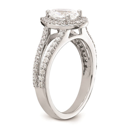 1.00ct. CZ Solid Real 14K White Gold Pear Pear Halo Engagement Ring