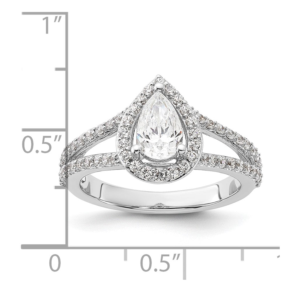 1.00ct. CZ Solid Real 14K White Gold Pear Pear Halo Engagement Ring