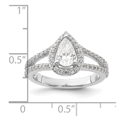 1.00ct. CZ Solid Real 14K White Gold Pear Pear Halo Engagement Ring