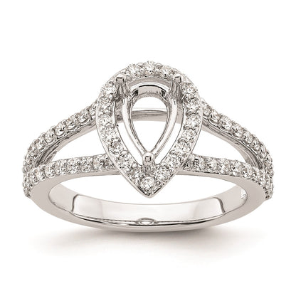 1.00ct. CZ Solid Real 14K White Gold Pear Pear Halo Engagement Ring