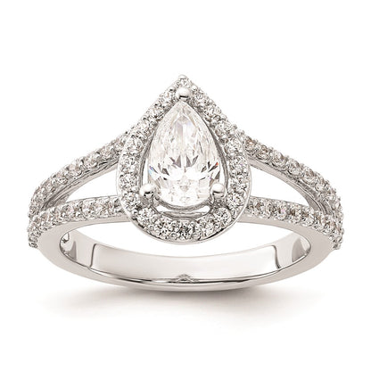 1.00ct. CZ Solid Real 14K White Gold Pear Pear Halo Engagement Ring