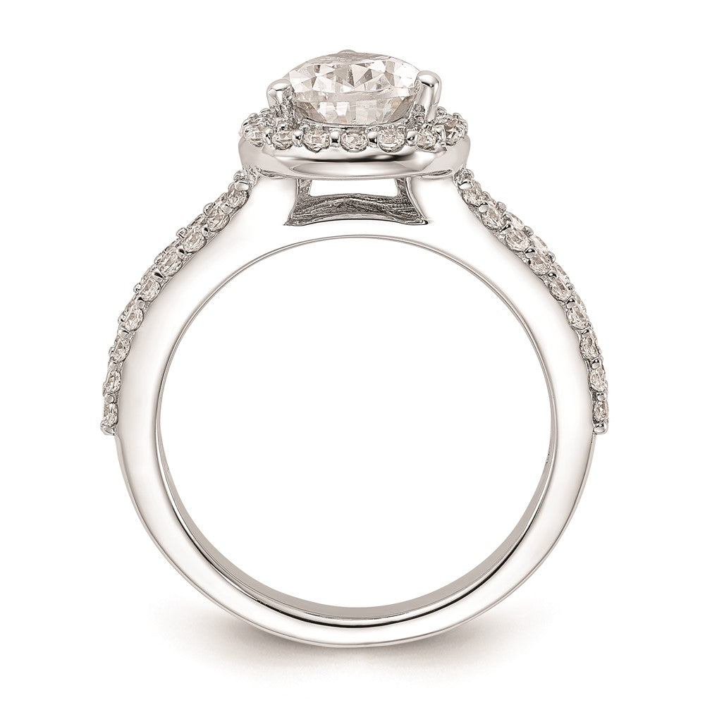 1.50ct. CZ Solid Real 14K White Gold Pear Pear Halo Engagement Ring