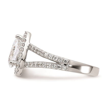 1.50ct. CZ Solid Real 14K White Gold Pear Pear Halo Engagement Ring