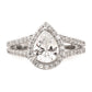 1.50ct. CZ Solid Real 14K White Gold Pear Pear Halo Engagement Ring