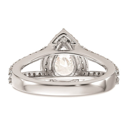 1.50ct. CZ Solid Real 14K White Gold Pear Pear Halo Engagement Ring
