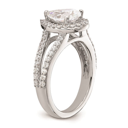 1.50ct. CZ Solid Real 14K White Gold Pear Pear Halo Engagement Ring