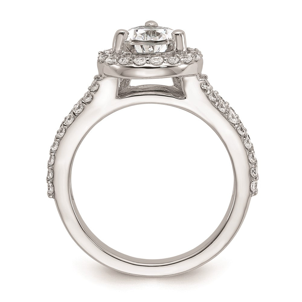 2.00ct. CZ Solid Real 14K White Gold Pear Pear Halo Engagement Ring