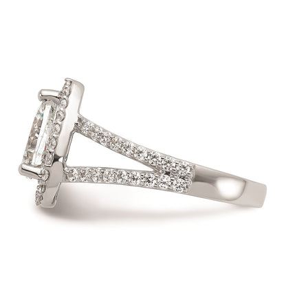 2.00ct. CZ Solid Real 14K White Gold Pear Pear Halo Engagement Ring