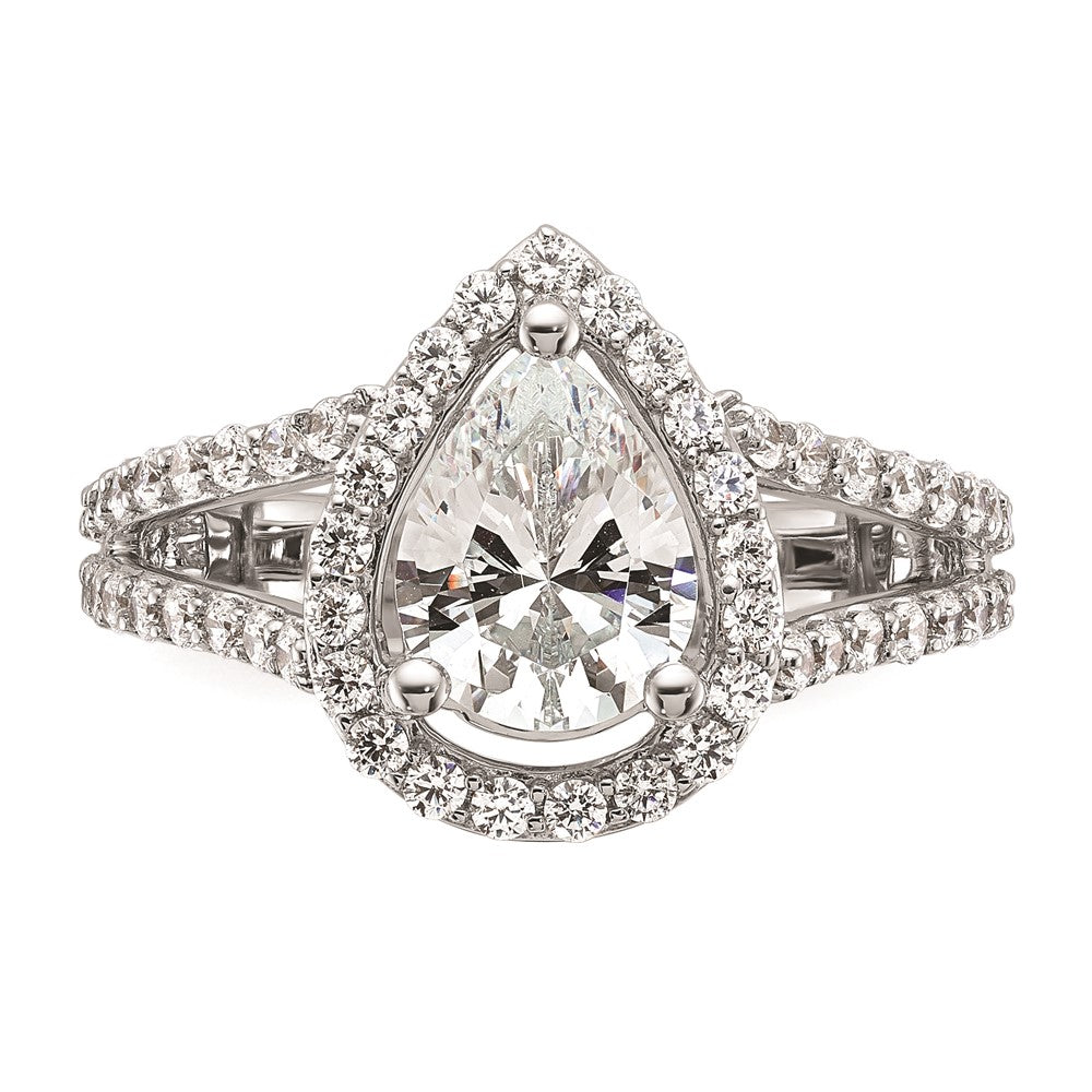 2.00ct. CZ Solid Real 14K White Gold Pear Pear Halo Engagement Ring
