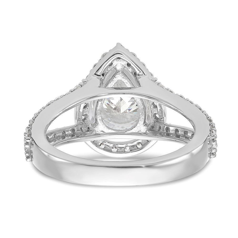 2.00ct. CZ Solid Real 14K White Gold Pear Pear Halo Engagement Ring