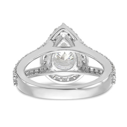 2.00ct. CZ Solid Real 14K White Gold Pear Pear Halo Engagement Ring