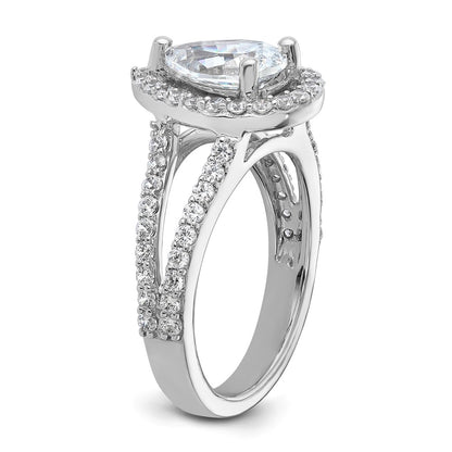 2.00ct. CZ Solid Real 14K White Gold Pear Pear Halo Engagement Ring