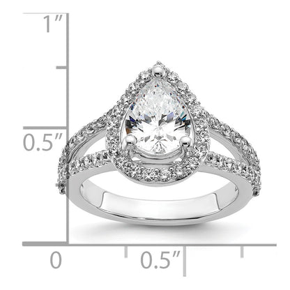2.00ct. CZ Solid Real 14K White Gold Pear Pear Halo Engagement Ring