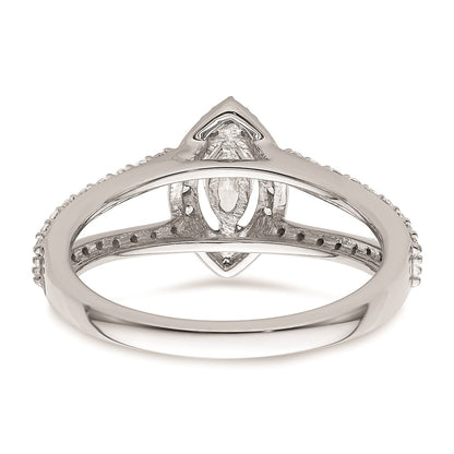 0.25ct. CZ Solid Real 14K White Gold Marquise Halo Engagement Ring