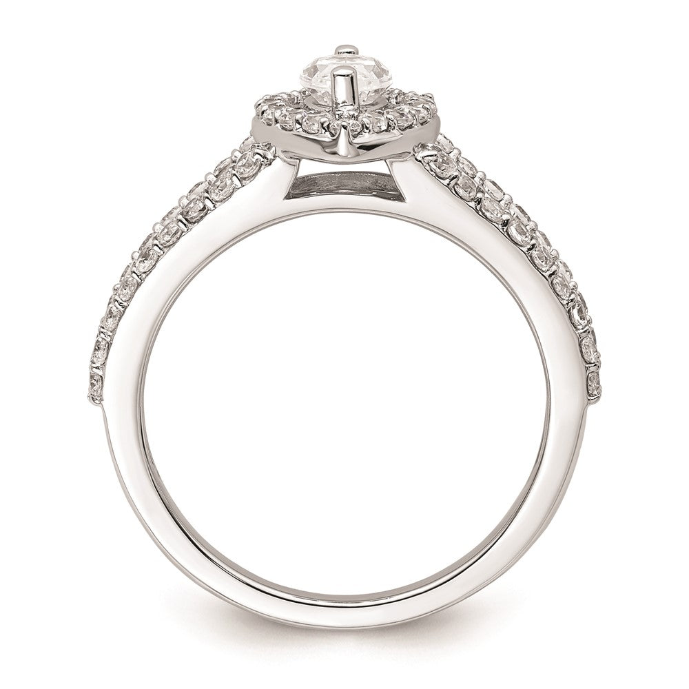 0.50ct. CZ Solid Real 14K White Gold Marquise Halo Engagement Ring