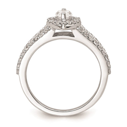 0.50ct. CZ Solid Real 14K White Gold Marquise Halo Engagement Ring