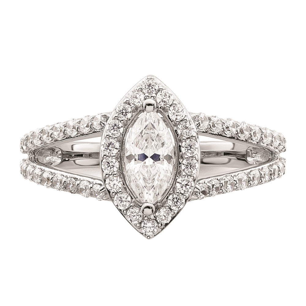 0.50ct. CZ Solid Real 14K White Gold Marquise Halo Engagement Ring
