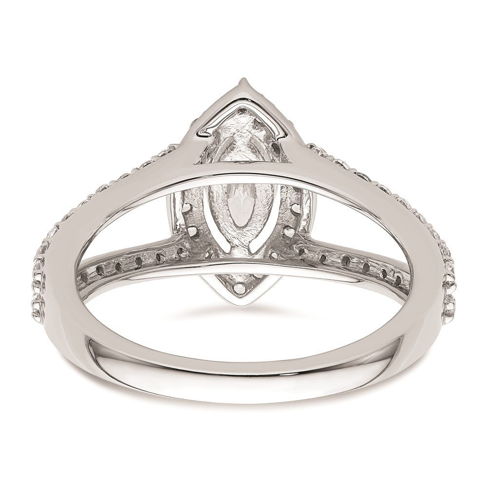 0.50ct. CZ Solid Real 14K White Gold Marquise Halo Engagement Ring